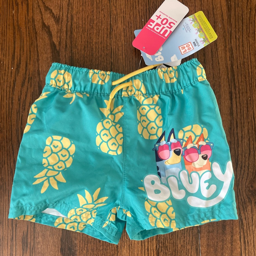 NWT Kids Swim Trunks - Bluey